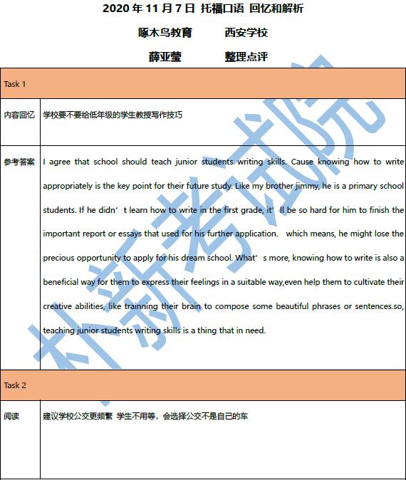 2020年11月7日托?？谡Z機(jī)經(jīng)